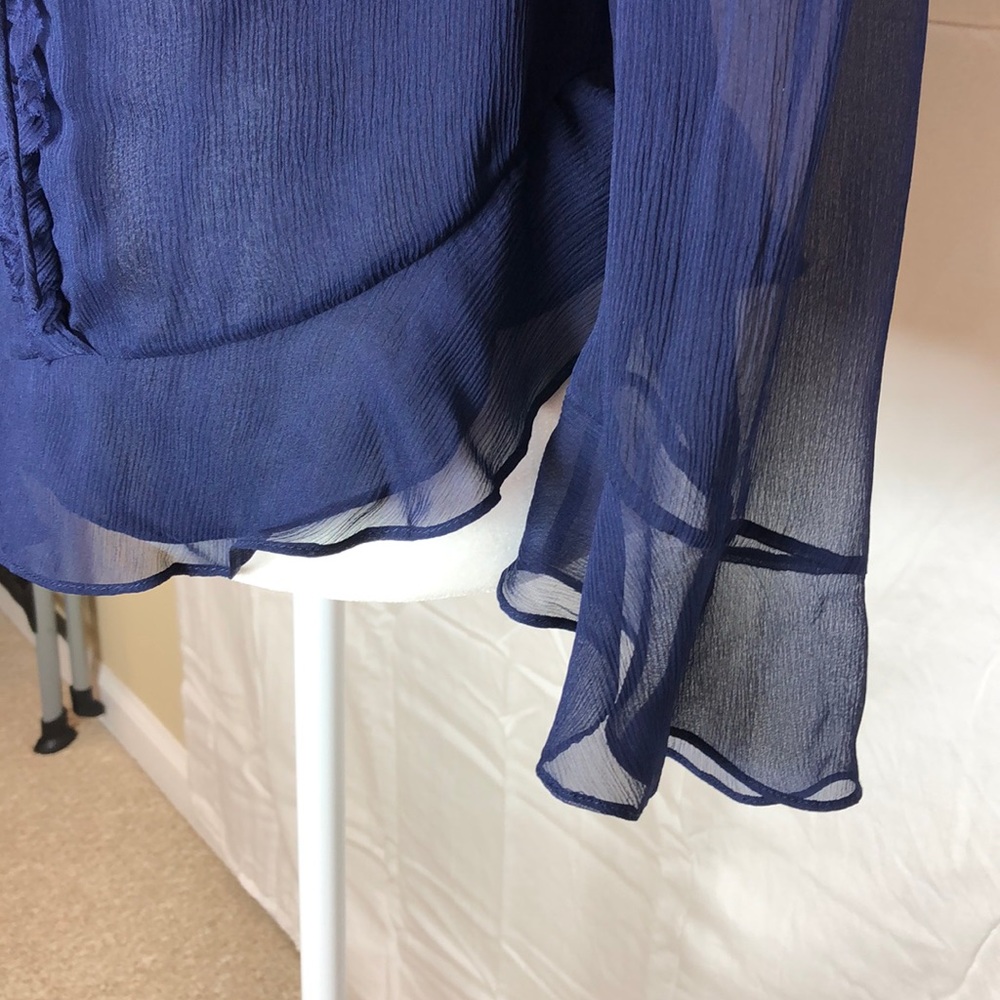 Diane Von Furstenberg navy sexy sheer silk blouse - Picture 4 of 9